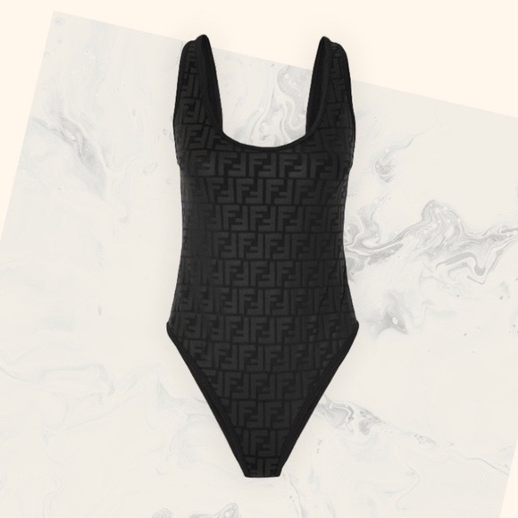 Fendi Black Embossed Swimsuit One-piece Bathing Suit Sz. 38​​​​​​​​​​ - Picture 1 of 5